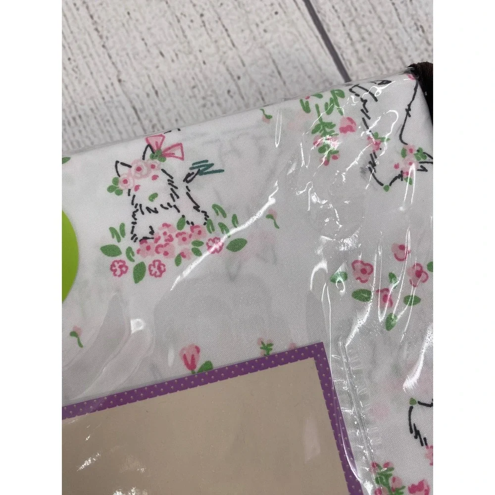 Laura Ashley Sheet Set Kids TWIN White Westie Dog Pup Floral Pink 3pc Bedding